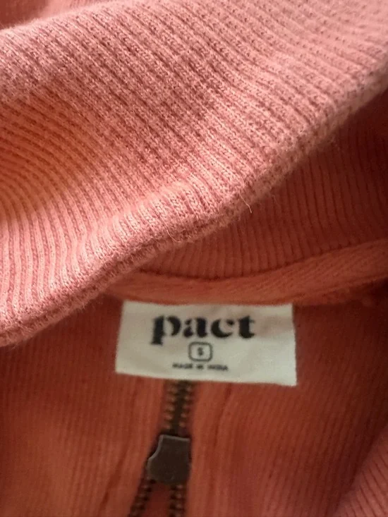 Pact Coral Pink Zip Pullover - Picture 2 of 3